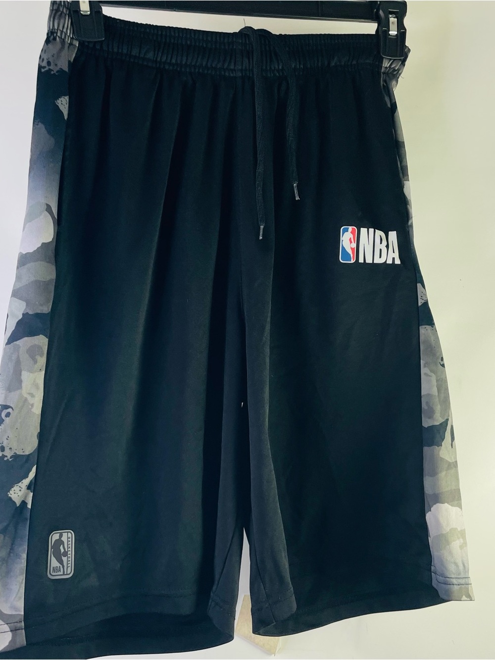 NBA Black Shorts with Gray Camo Side Panels Size Lg